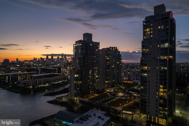 property's view of city with a water view