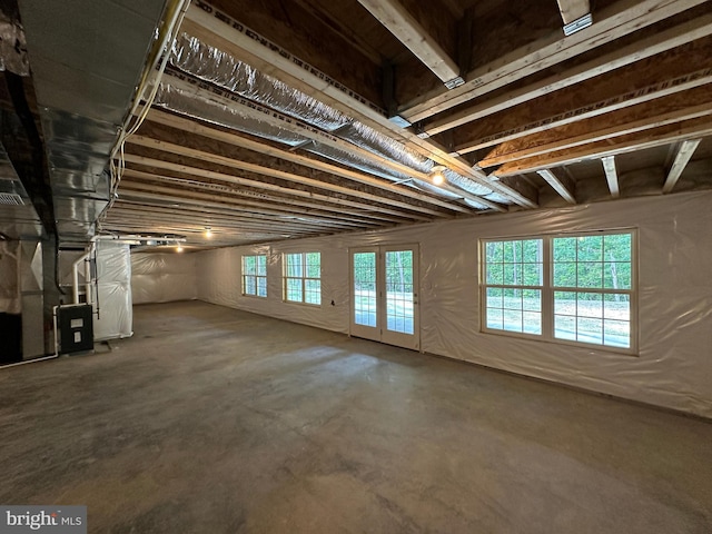 basement featuring heating unit