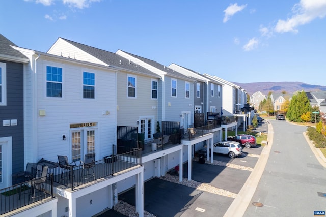 exterior space featuring a mountain view