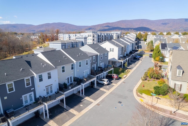 bird's eye view with a mountain view