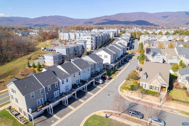 bird's eye view with a mountain view