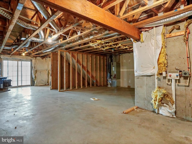 basement with heating unit