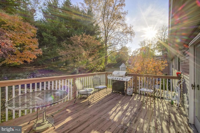 deck featuring area for grilling