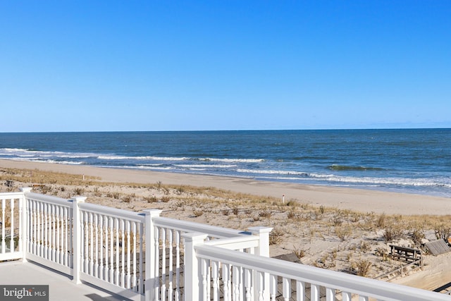 property view of water featuring a view of the beach