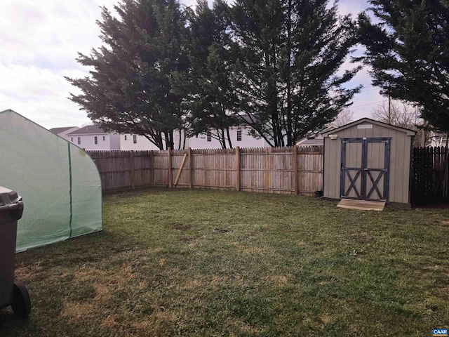 yard at dusk with a shed