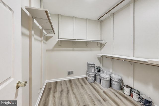 spacious closet featuring light wood-type flooring