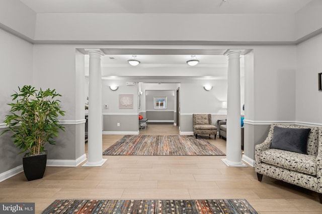 foyer with ornate columns