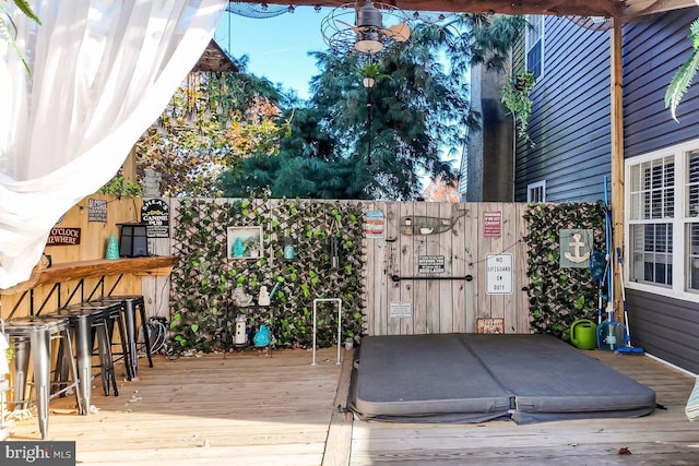 deck with an outdoor bar