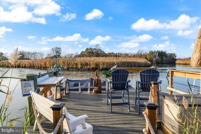 dock area featuring a water view