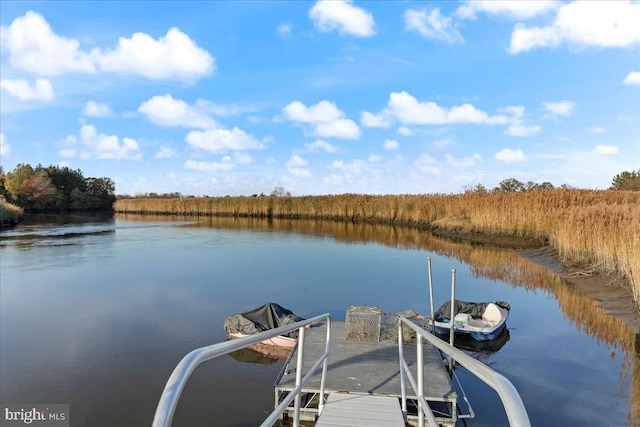 view of dock featuring a water view