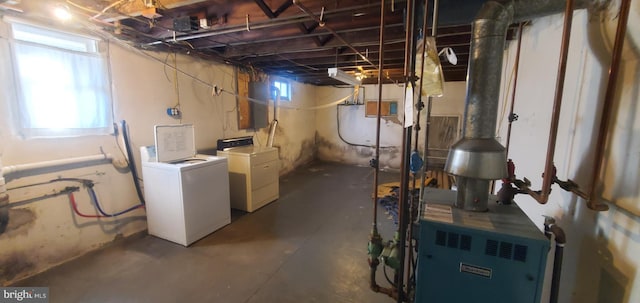 basement with washing machine and dryer