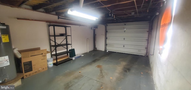 garage featuring electric water heater