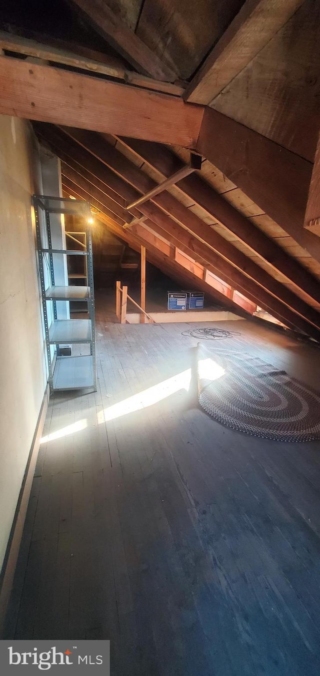 view of unfinished attic