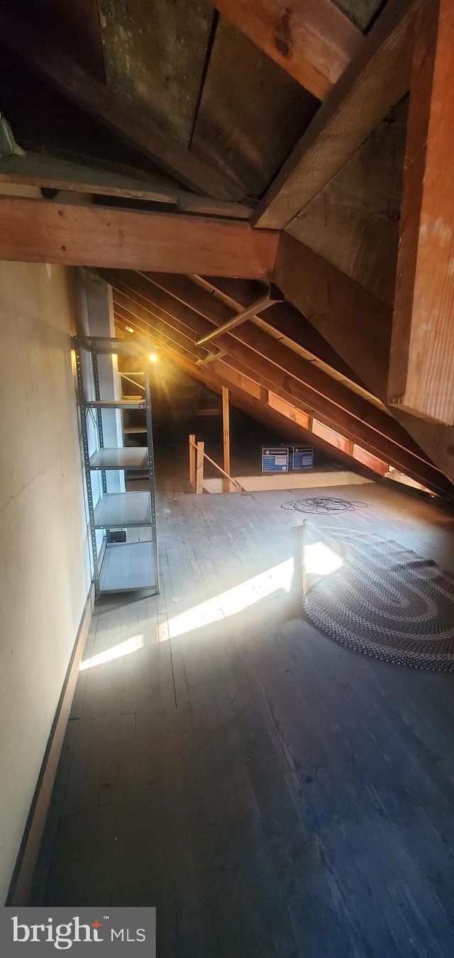 view of unfinished attic