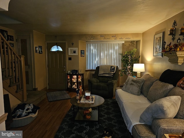 living room with wood-type flooring