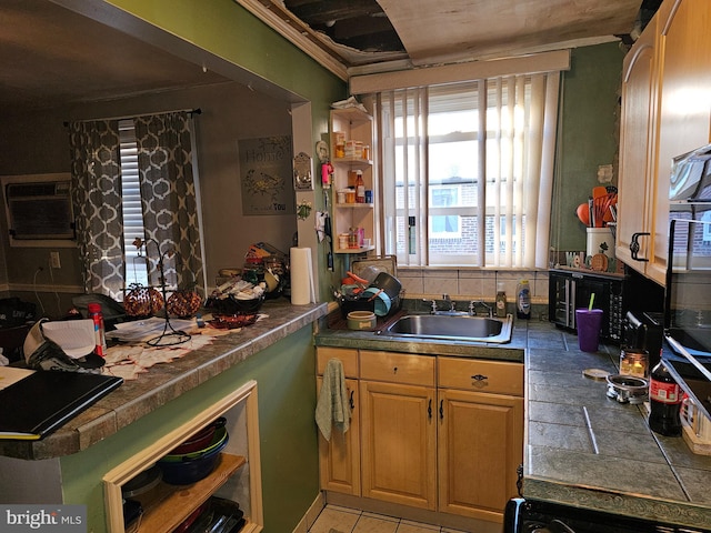 kitchen with sink and a wall mounted air conditioner