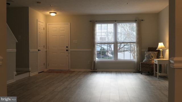 entrance foyer featuring wood-type flooring