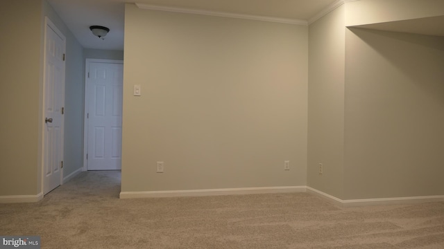 carpeted empty room featuring ornamental molding