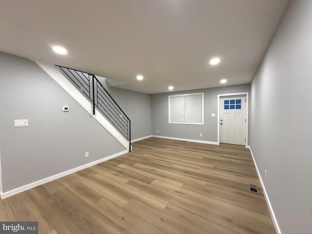 interior space with light hardwood / wood-style flooring