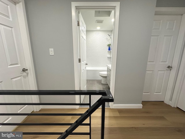 hall featuring light wood-type flooring