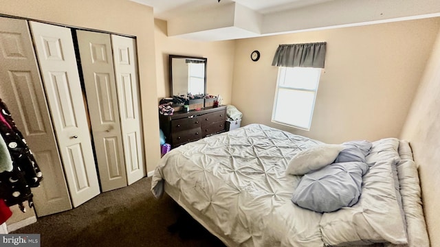 bedroom featuring carpet floors and a closet