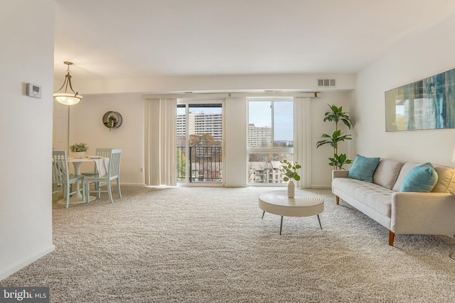 living room featuring carpet flooring