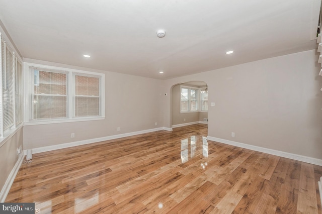 empty room with light wood-type flooring