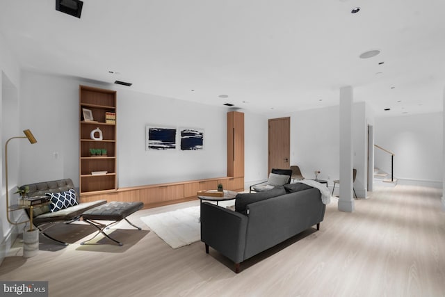 living room with light wood-type flooring