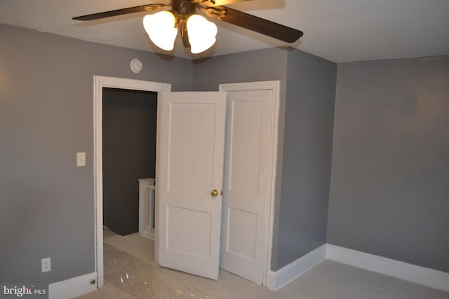 unfurnished bedroom with ceiling fan