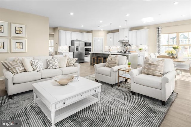 living room featuring light hardwood / wood-style flooring