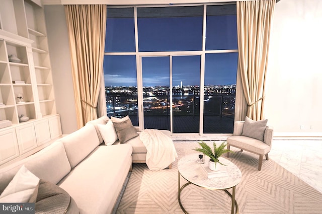 1401 N Oak St Unit 903, 905, Arlington, VA 22209 - living room featuring marble finish flooring and a view of city lights