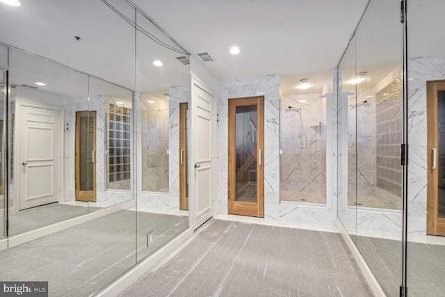 bathroom featuring walk in shower