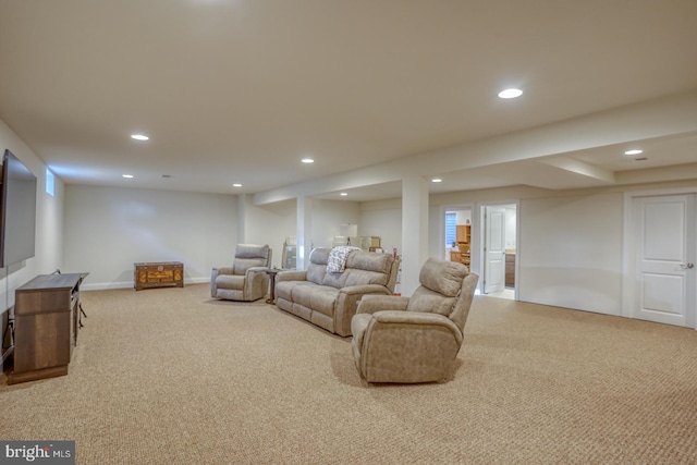 living room featuring carpet flooring