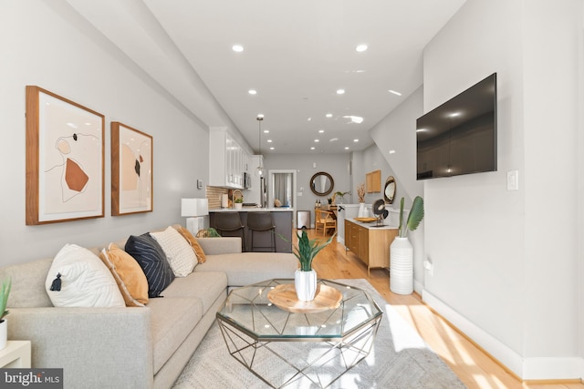 living room featuring light hardwood / wood-style floors