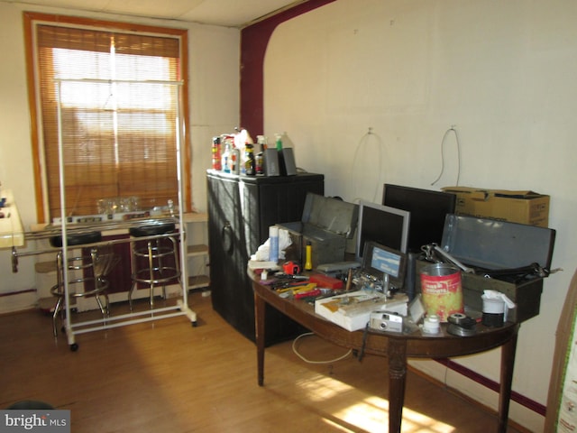 office area featuring hardwood / wood-style flooring