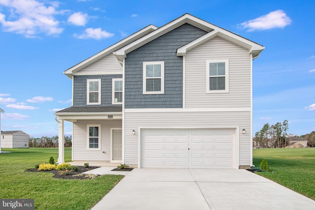 front of property featuring a garage and a front lawn