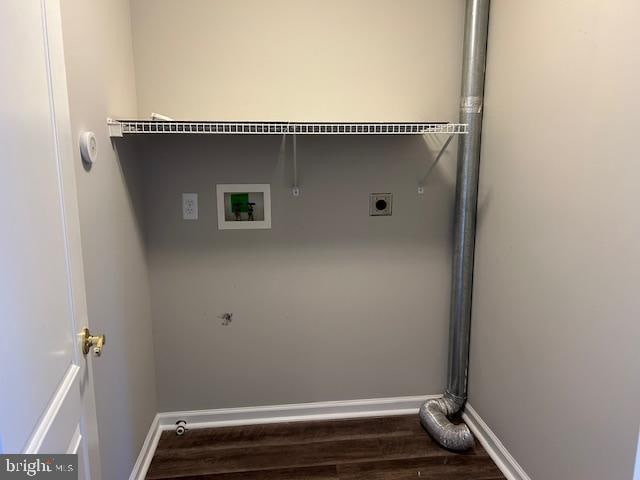 laundry area with washer hookup, dark hardwood / wood-style floors, and hookup for an electric dryer