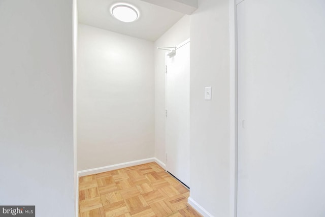 interior space with light parquet flooring