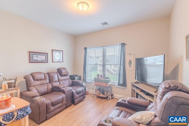 living room featuring light wood-type flooring