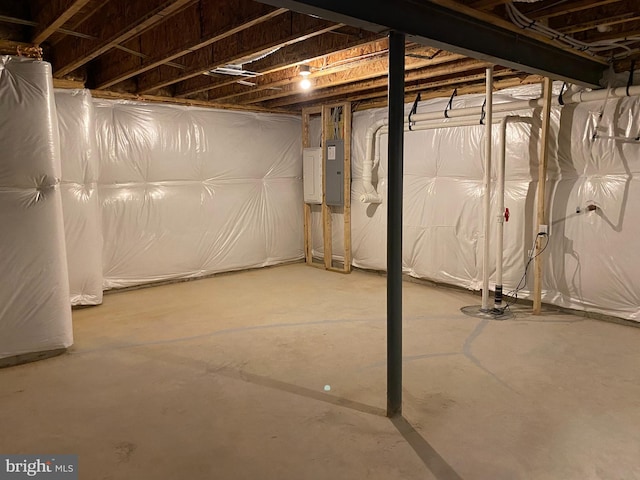 basement with electric panel