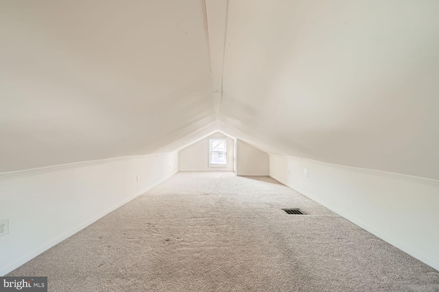 additional living space featuring carpet flooring and lofted ceiling