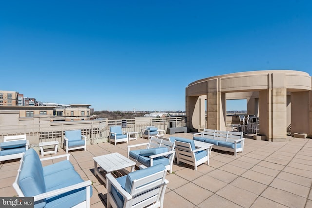 view of patio featuring an outdoor living space