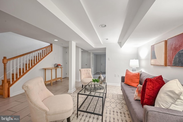 living room featuring light hardwood / wood-style floors