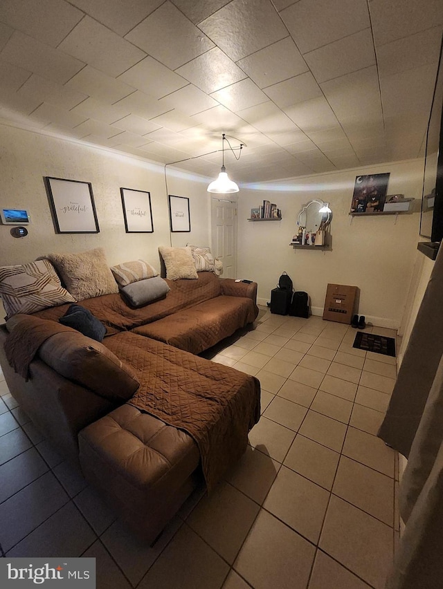 view of tiled living room