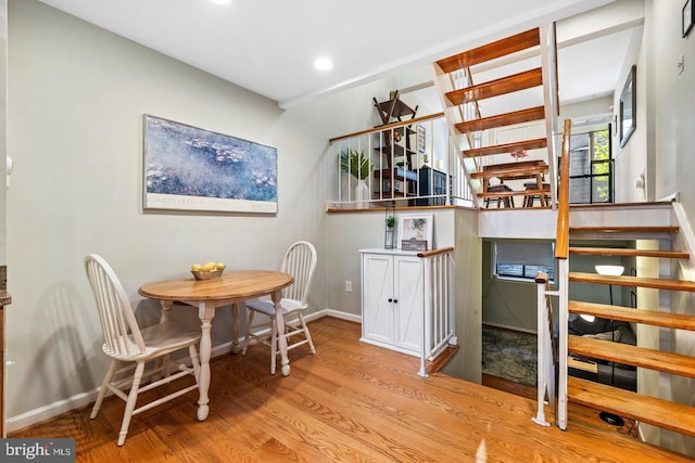 dining space featuring light hardwood / wood-style flooring