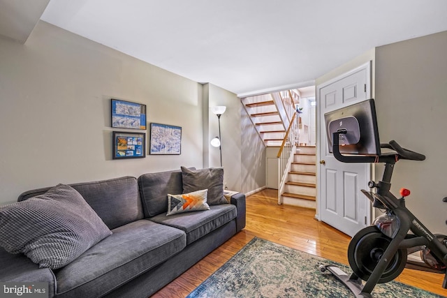 living room with hardwood / wood-style flooring