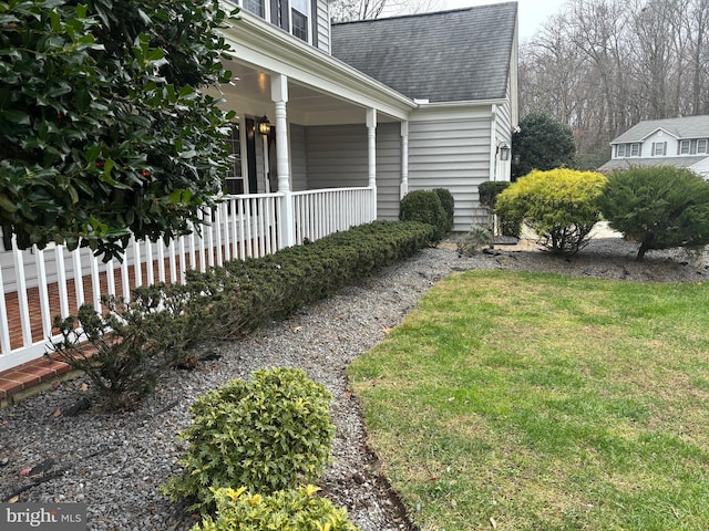 view of yard featuring a porch