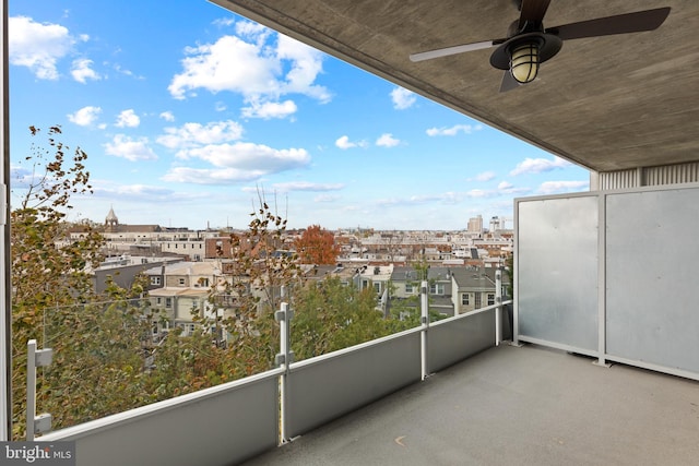 balcony with ceiling fan