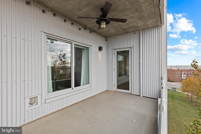 view of patio with ceiling fan