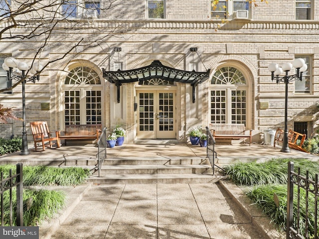 back of property with french doors